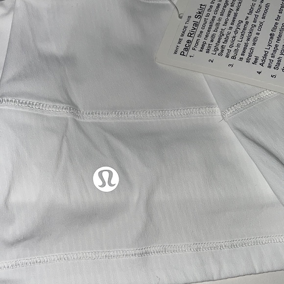 NWT Lululemon White Pace Rival Skirt Size 10 - Picture 3 of 15
